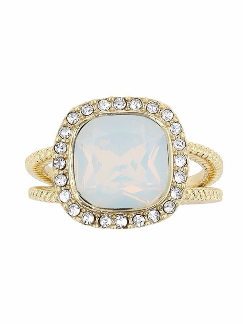 Gold Cushion Halo Ring with Mother-of-Pearl Center Gold Plated over 925 Size 6